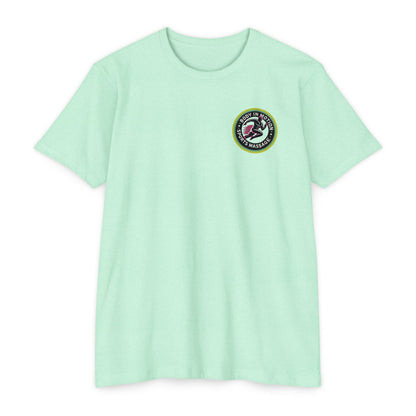 Sports Massage, Retro Camper Badge T-Shirt — Vintage RV Travel Logo Tee