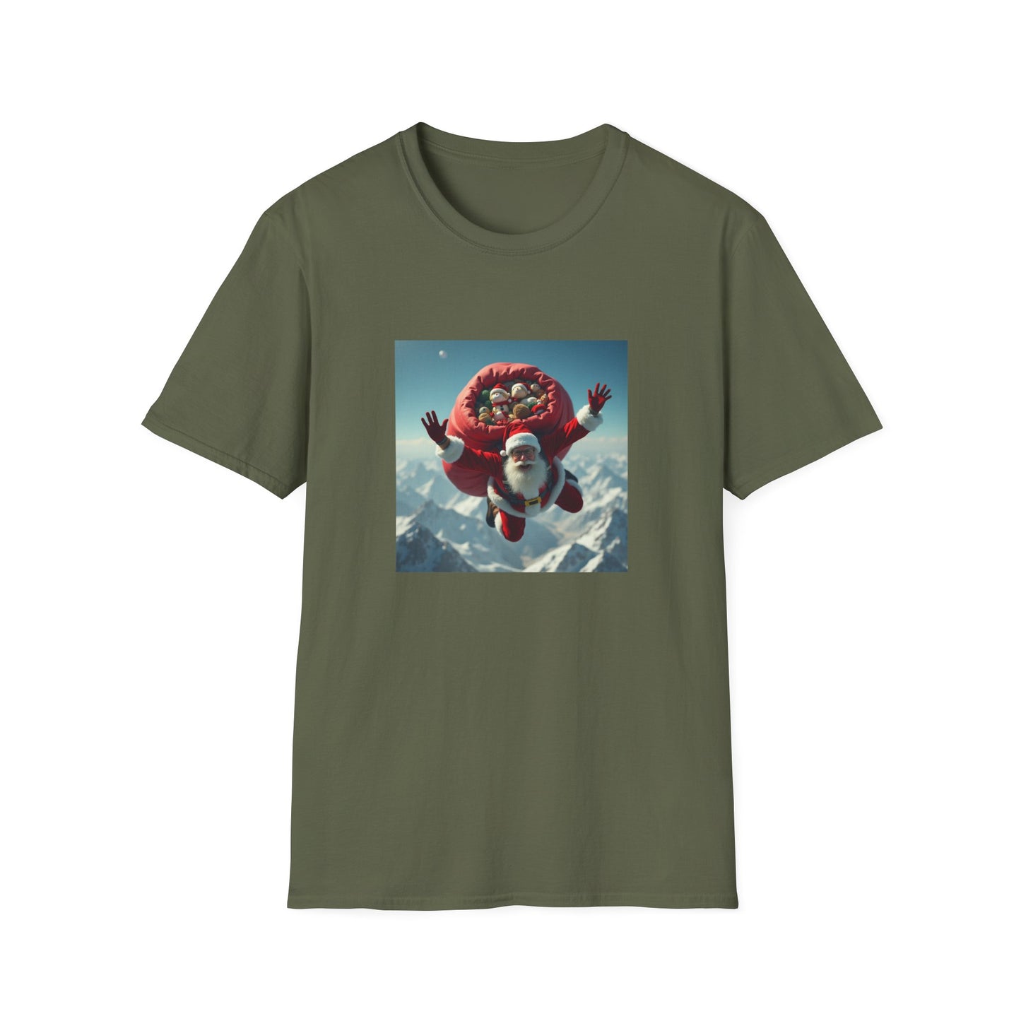 Skydiving Santa, Unisex Softstyle T-Shirt