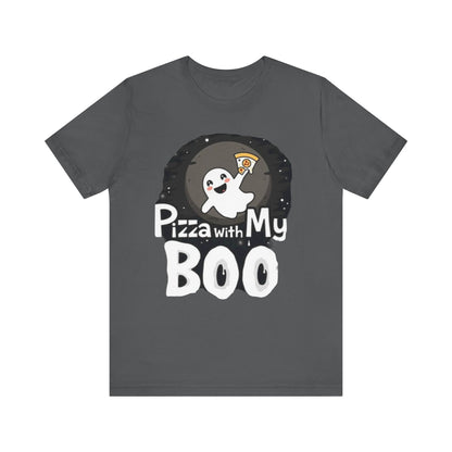 Ghost Pizza Boo Tee - Unisex Jersey Short Sleeve T-Shirt, Funny Halloween Shirt, Spooky Costume, Ghost Lover Gift, October Celebration