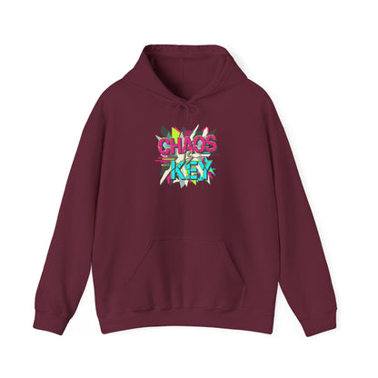 Chaos Key Hoodie — Retro Neon Graphic Pullover