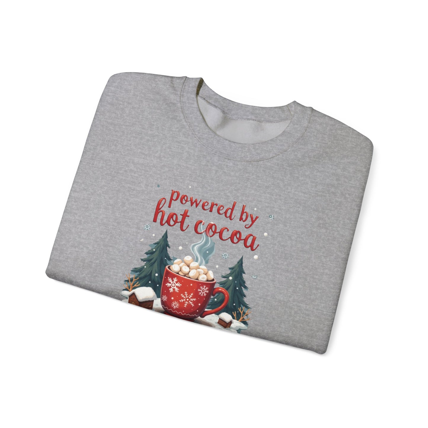 Crewneck Sweatshirt - "Powered by Hot Cocoa" Winter Graphic