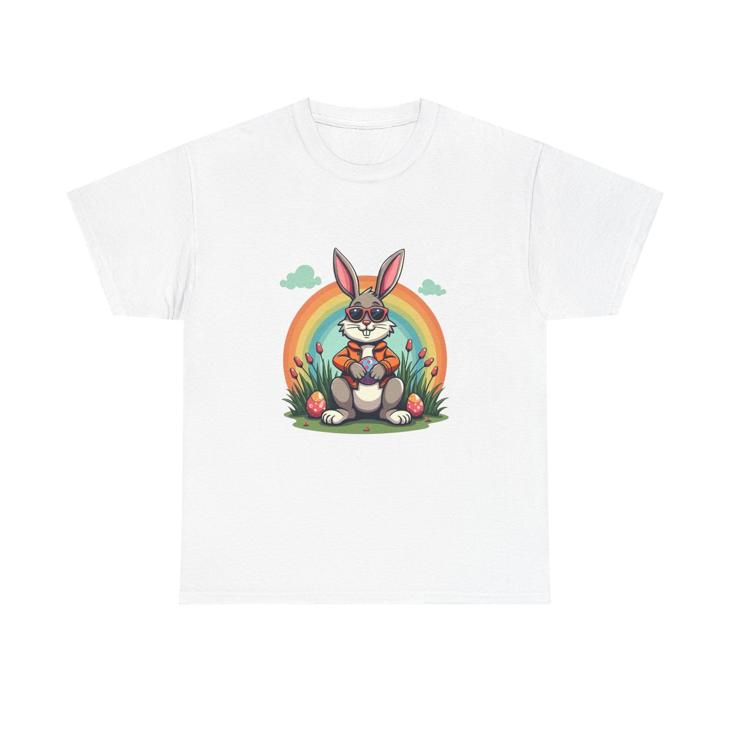 Easter Bunny Rainbow T-Shirt — Cute Bunny Holding Eggs Tee