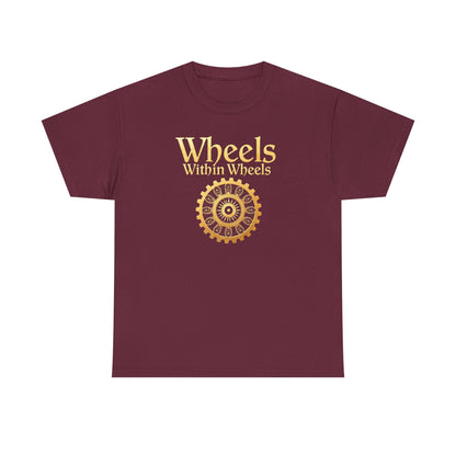 Wheels within wheels, Unisex Heavy Cotton Tee, Casual Wear, Gift for Cyclists, Graphic T-Shirt, Birthday Gift, Summer Style - Psychonaut Swag