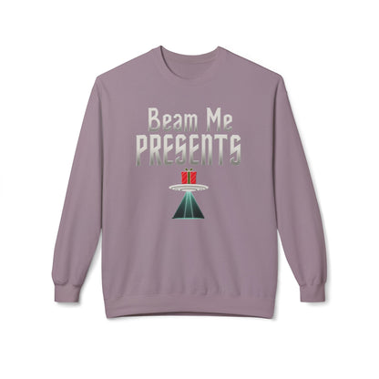 Crewneck Sweatshirt — "Beam Me Presents" UFO Holiday Gift Sweatshirt