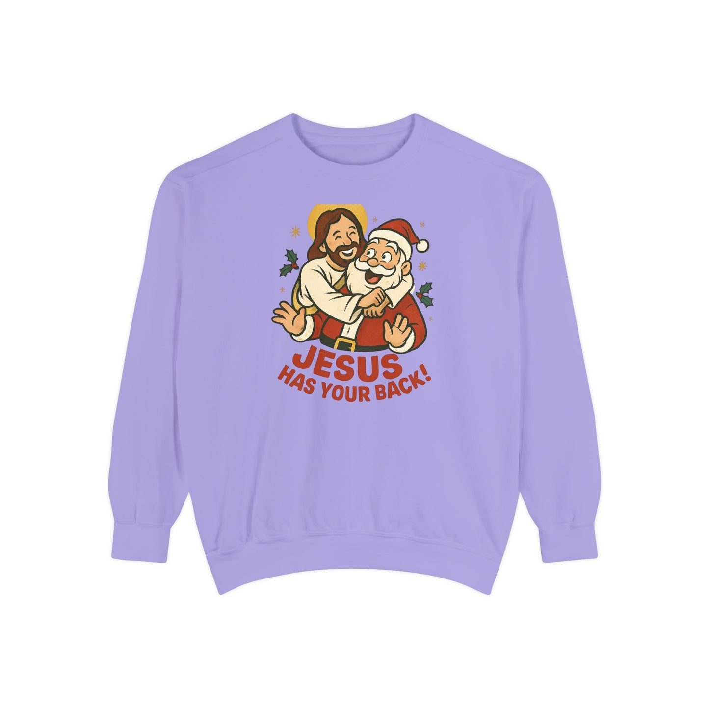 Christian Sweatshirt Jesus Santa Holidays Back Support