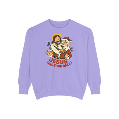 Christian Sweatshirt Jesus Santa Holidays Back Support