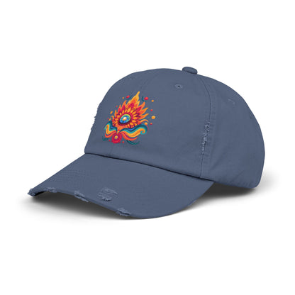 Eternal Psychedelic Flame Distressed Cap — Exploring Love Vintage Hat