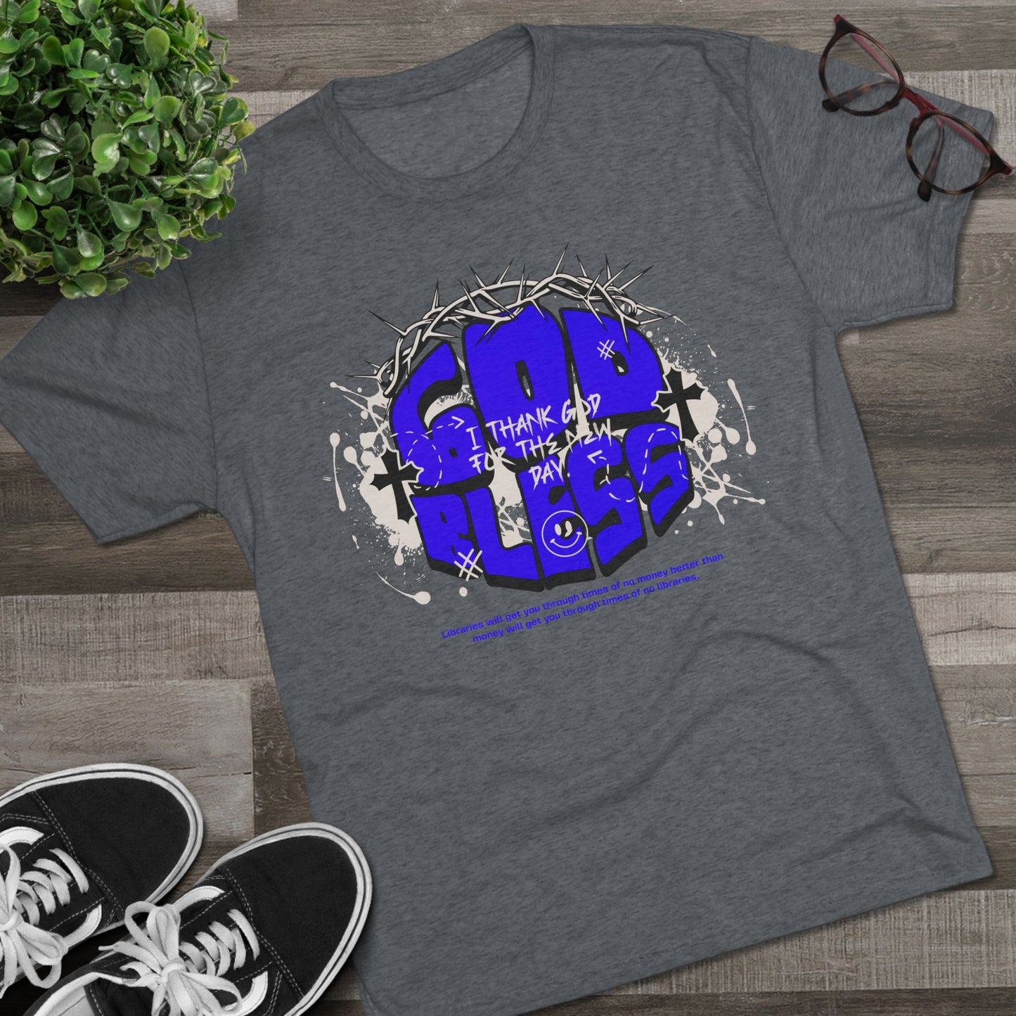 God Bless graphic, Unisex Tri-Blend Crew Tee