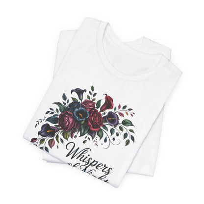 Whispers of Night Floral Tee — Dark Rose Bouquet Graphic T-Shirt