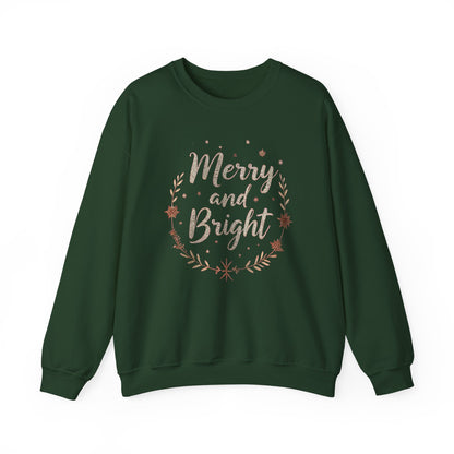 Merry and Bright Crewneck Sweatshirt — Holiday Christmas Sweatshirt