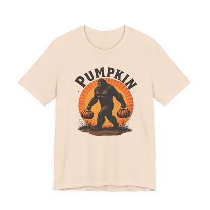 Pumpkin Bigfoot T-Shirt – Unisex Harvest Tee for Fall, Halloween, Autumn Celebrations, Gift for Nature Lovers, Casual Wear