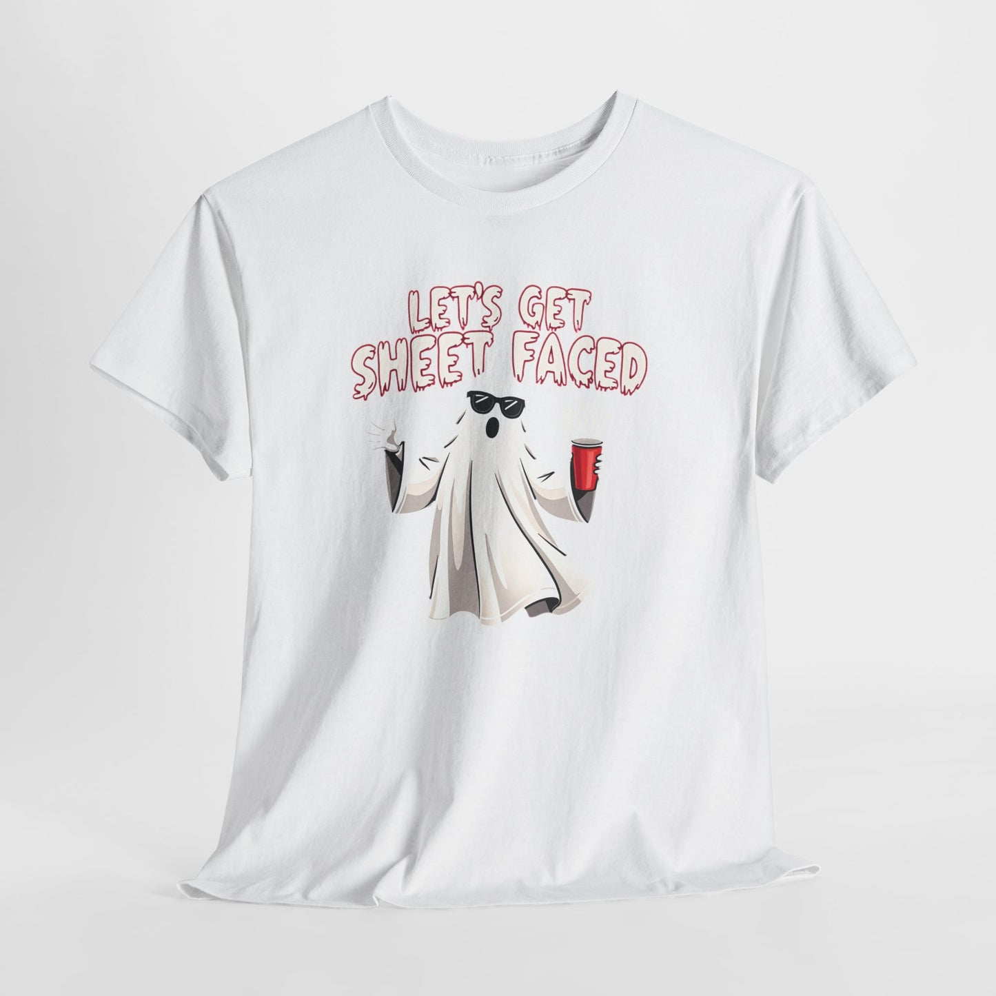 Let's Get Sheet Faced Ghost T‑Shirt — Funny Halloween Party Tee