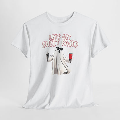 Let's Get Sheet Faced Ghost T‑Shirt — Funny Halloween Party Tee