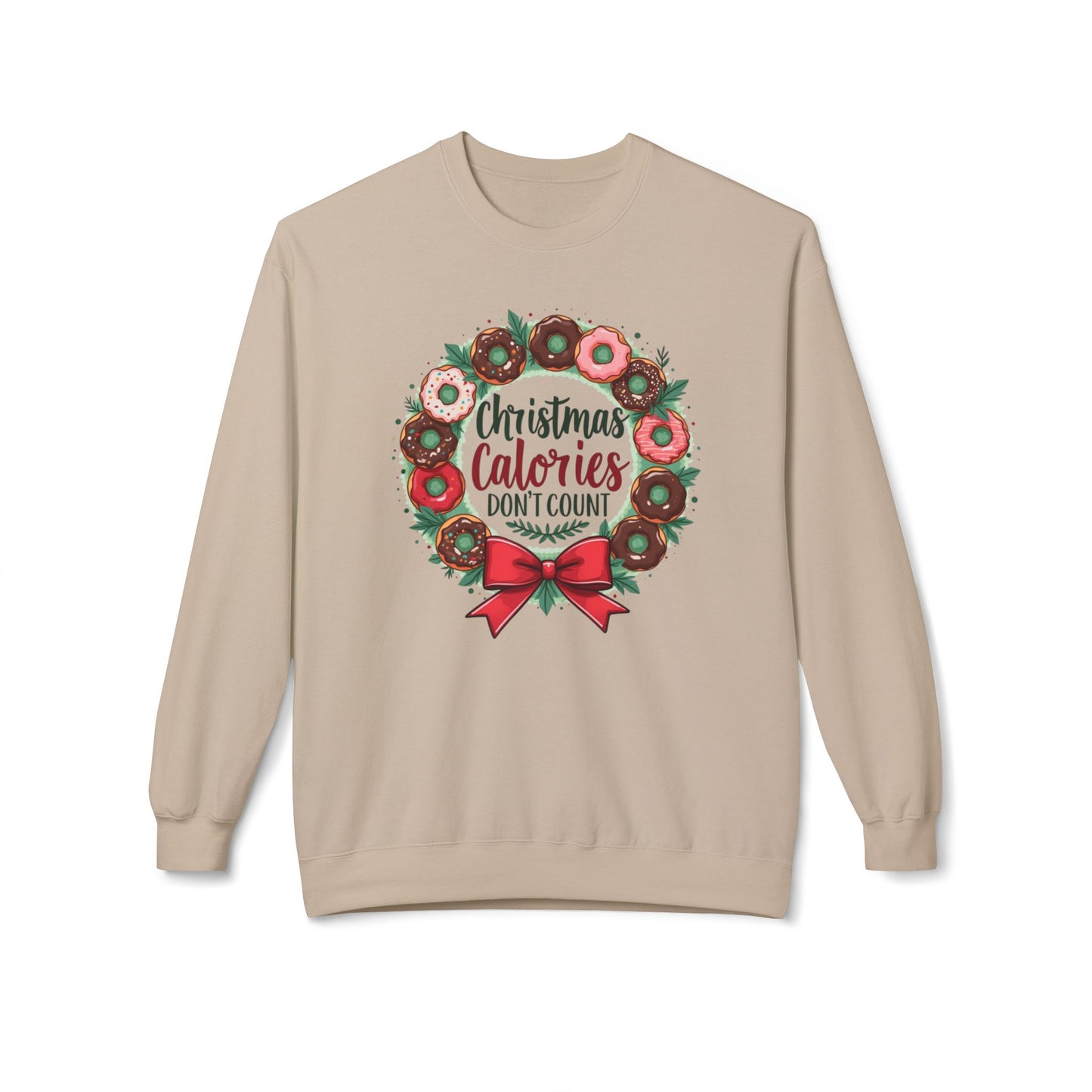 Christmas calories don’t count, Unisex Midweight Softstyle Fleece Crewneck Sweatshirt