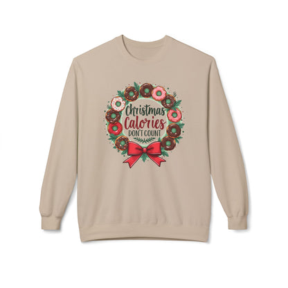 Christmas calories don’t count, Unisex Midweight Softstyle Fleece Crewneck Sweatshirt