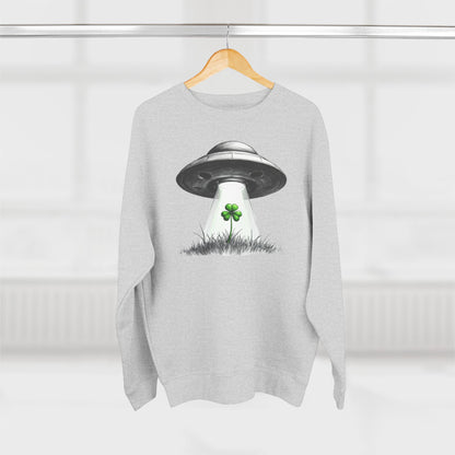 St. Patrick’s UFO Clover Sweatshirt — Alien Abduction Shamrock Crewneck