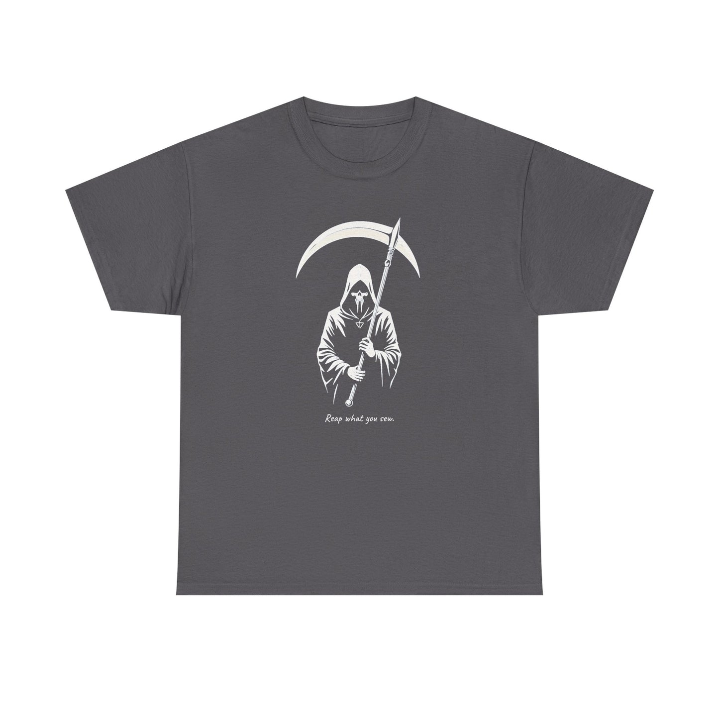 Grim Reaper Scythe T-Shirt — "Reap what you sew” Goth Graphic Tee