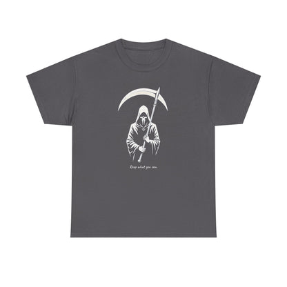 Grim Reaper Scythe T-Shirt — "Reap what you sew” Goth Graphic Tee