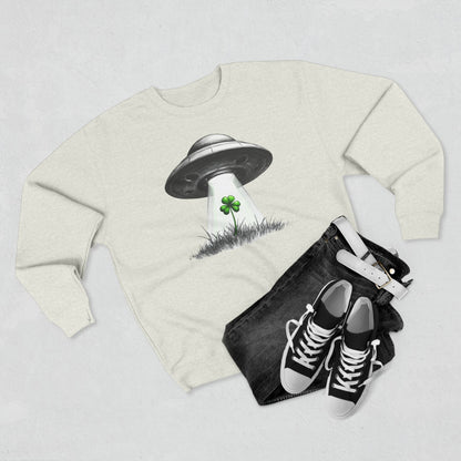 St. Patrick’s UFO Clover Sweatshirt — Alien Abduction Shamrock Crewneck