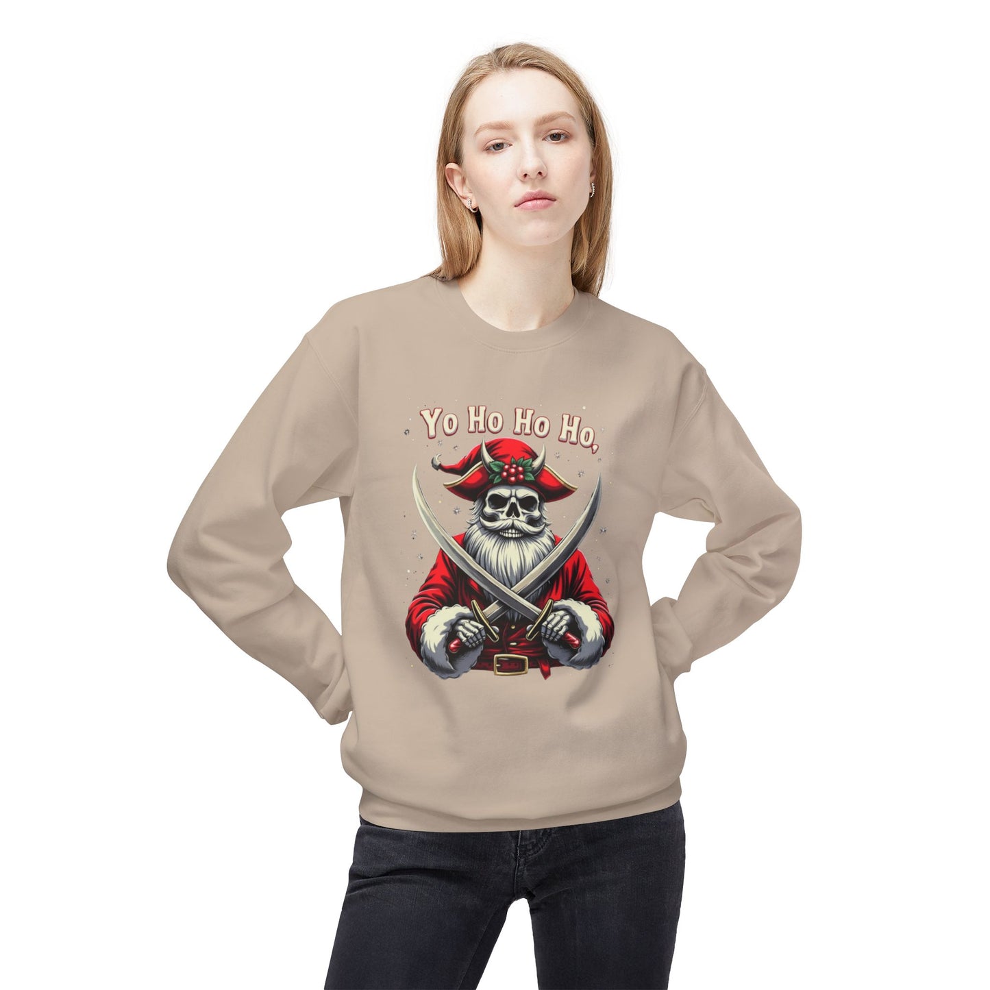 Pirate Christmas, Shiver Season, Unisex Midweight Softstyle Fleece Crewneck Sweatshirt