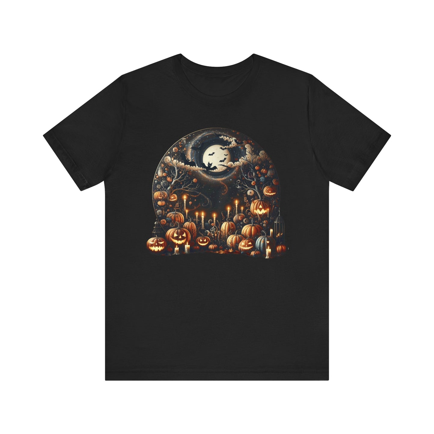 Halloween Pumpkin mural, Short Sleeve Tee, Spooky Tee, Unisex Halloween Shirt, Autumn T-shirt, Harvest Festival Shirt, Trick or Treat Shirt, [...]