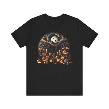 Halloween Pumpkin mural, Short Sleeve Tee, Spooky Tee, Unisex Halloween Shirt, Autumn T-shirt, Harvest Festival Shirt, Trick or Treat Shirt, [...]