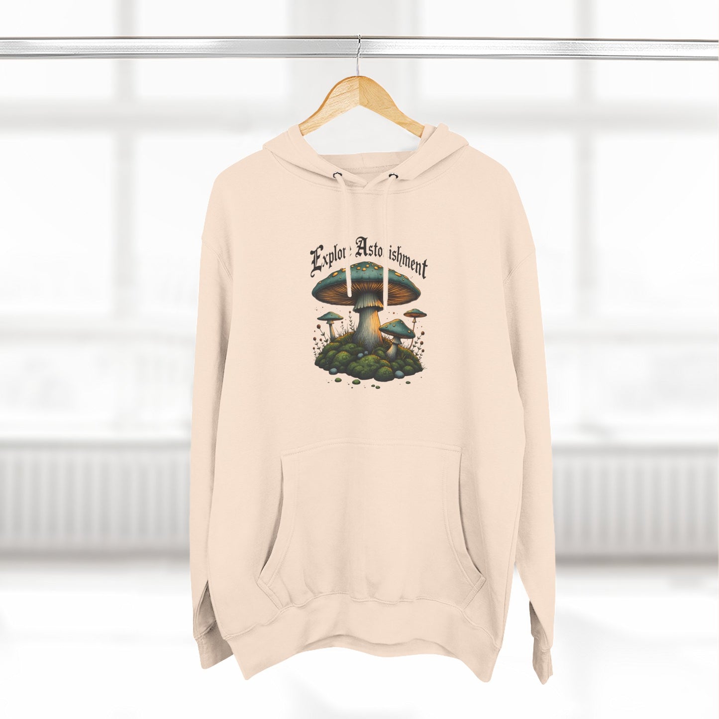 Mushroom Forest Hoodie - 'Earth And Adventure' Vintage Fungi Graphic Pullover