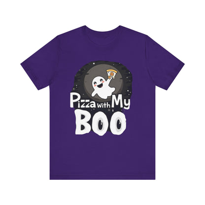 Ghost Pizza Boo Tee - Unisex Jersey Short Sleeve T-Shirt, Funny Halloween Shirt, Spooky Costume, Ghost Lover Gift, October Celebration