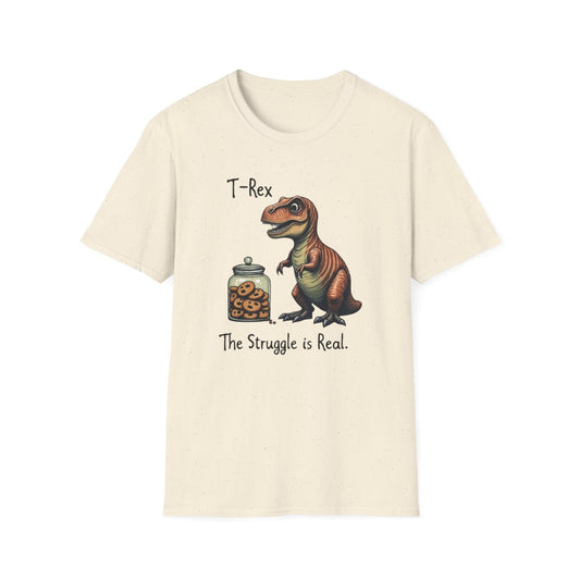 Funny T-Rex, The Struggle is real, T-Shirt, Dinosaur Gift, Unisex Apparel, Quirky Graphic Tee, Perfect for Birthdays and Parties - Psychonaut Swag