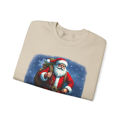 Santa Snow Hike, Graphic Sweatshirt – Vintage Holiday Christmas Crewneck