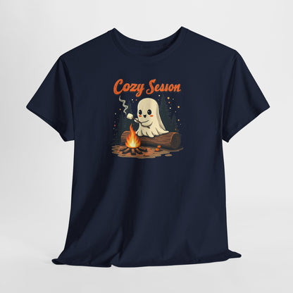 Cozy Season Tee — Cute Ghost Campfire Halloween T-Shirt