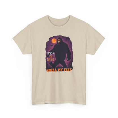 Halloween Bigfoot Tee, Unisex Cotton T-Shirt, Trick or Treat Shirt, Smell My Feet Design, Funny Halloween Apparel