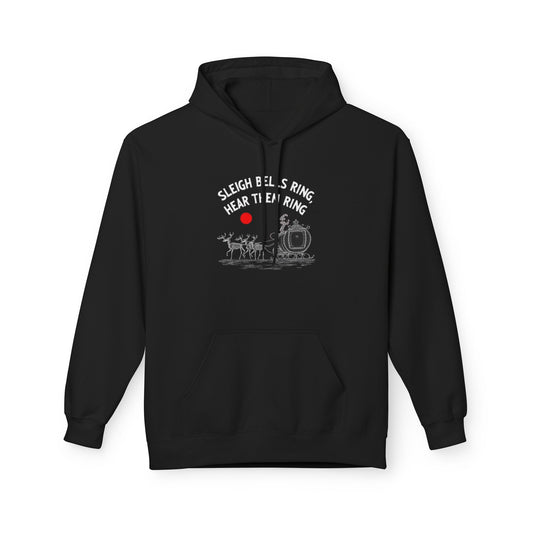 Christmas Hoodie - 'Sleigh Bells Ring, Hear Them Ring' Vintage Santa Sleigh Design