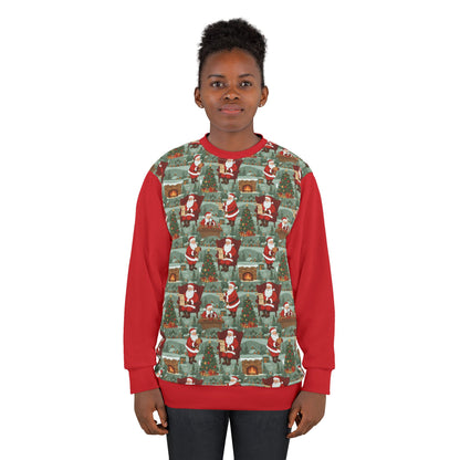 Ugly Santa Pattern Sweatshirt — Vintage Christmas All-Over Print