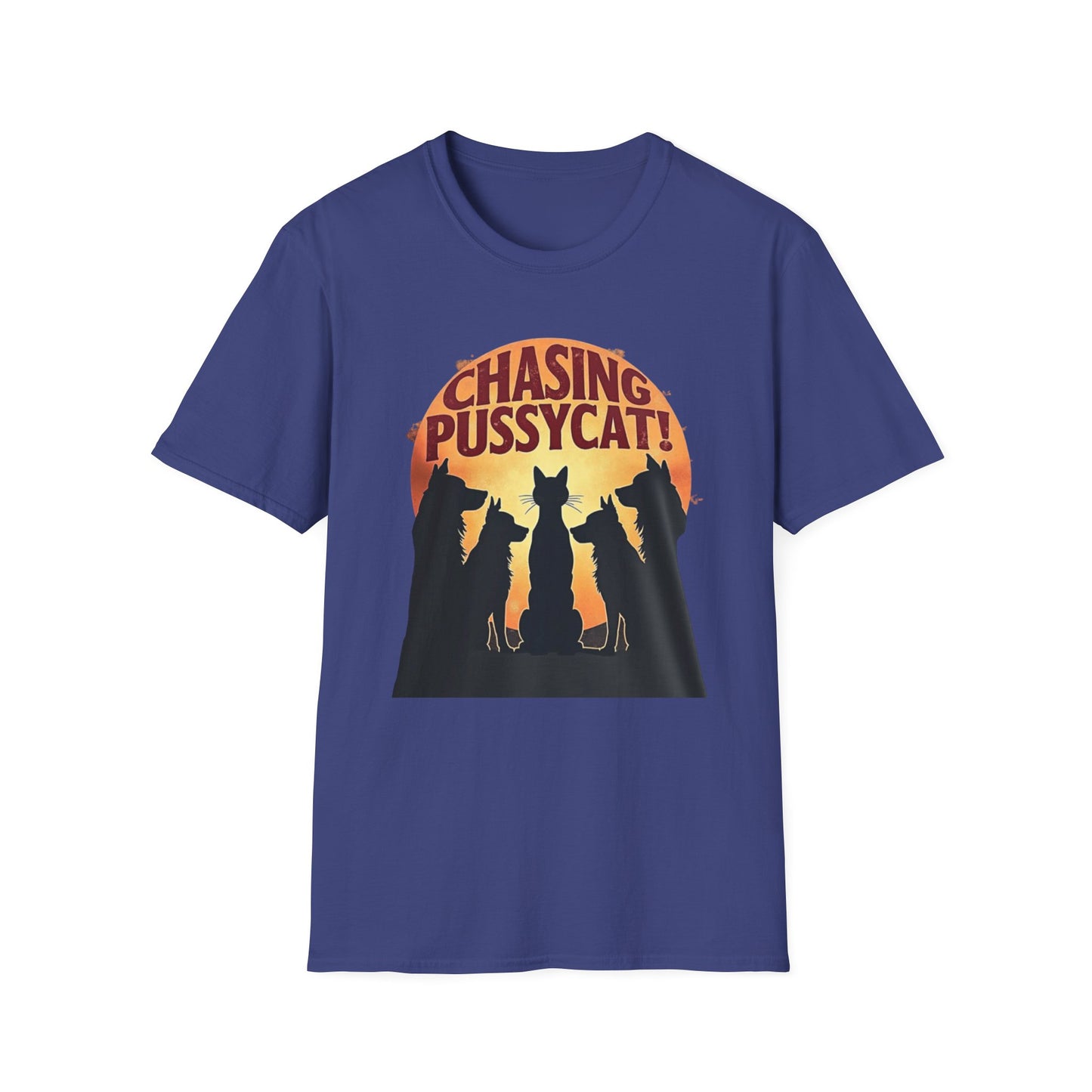 Chasing Pussycat Unisex Softstyle T-Shirt, Fun Cat Lovers Tee, Gift for Animal Enthusiasts, Quirky Casual Wear, Perfect for Festivals [...] - Psychonaut Swag