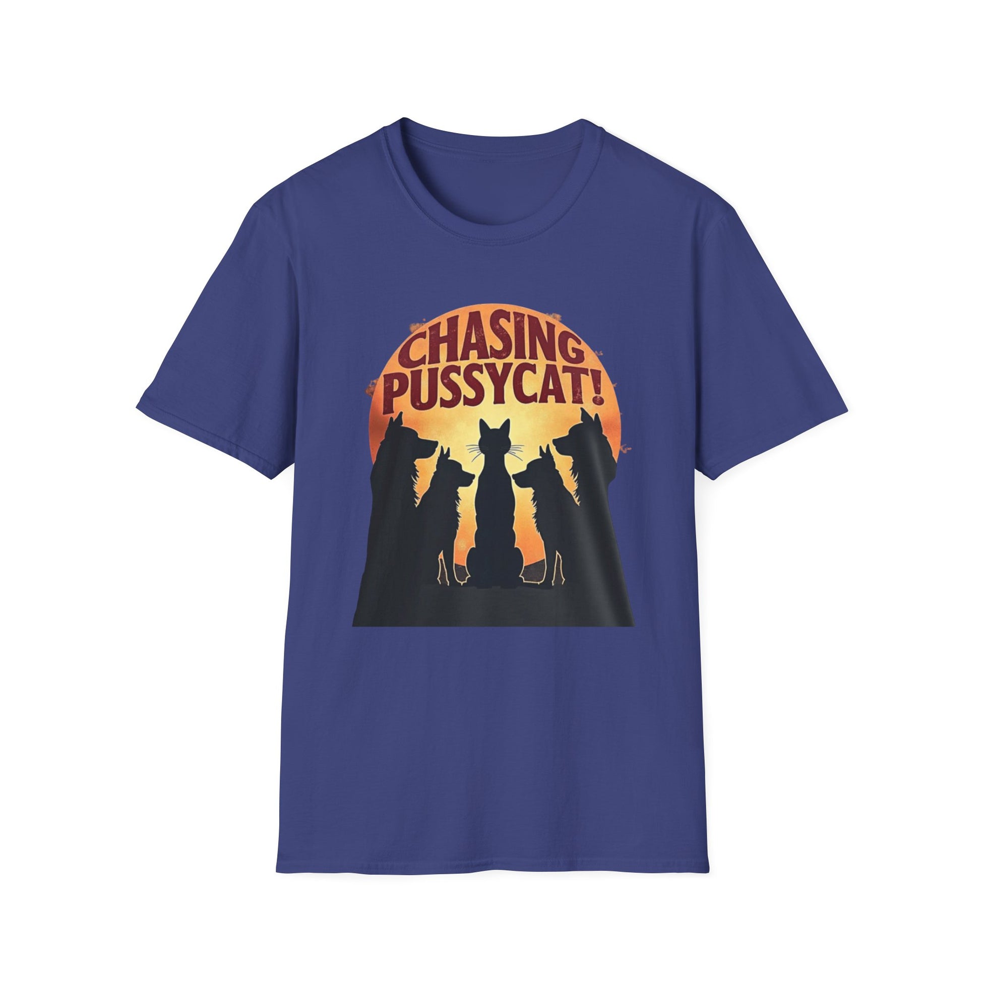 Chasing Pussycat Unisex Softstyle T-Shirt, Fun Cat Lovers Tee, Gift for Animal Enthusiasts, Quirky Casual Wear, Perfect for Festivals [...] - Psychonaut Swag