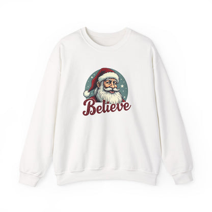 Believe Santa Crewneck Sweatshirt — Vintage Christmas Holiday Sweatshirt