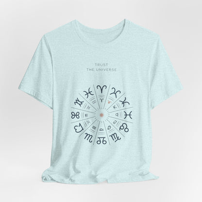 Zodiac Wheel T‑Shirt — Trust the Universe Astrology Tee