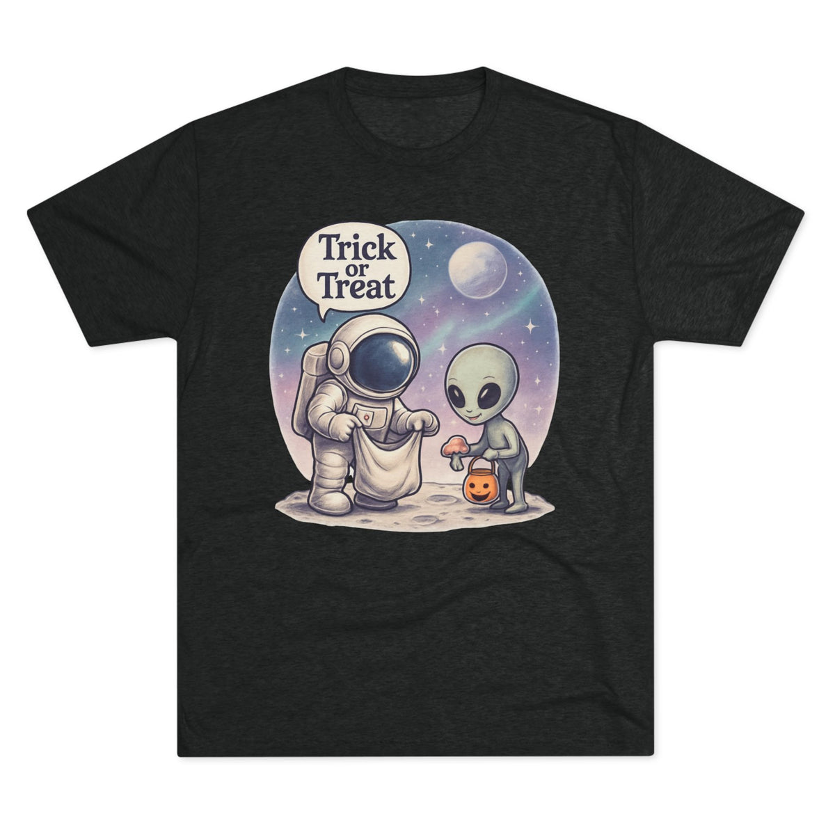 Space Trick or Treat Crew Tee, Halloween T-Shirt, Space Theme Shirt, Unisex Graphic Tee, Fun Costume Tee, Gift for Space Lovers