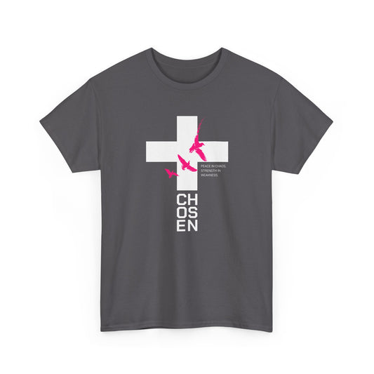 Chosen Cross T-Shirt — Bold Faith Graphic Tee with Pink Birds