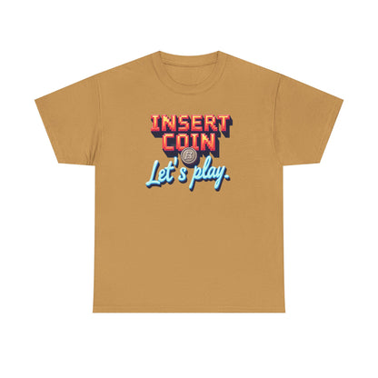 Insert Coin Tee, Let's Play Graphic Shirt, Retro Gamer T-Shirt, Unisex Cotton Tee, Gift for Game Lovers, Casual Wear