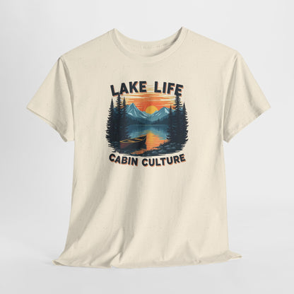 Lake Life Cabin Culture T-Shirt — Vintage Sunset Wilderness Tee
