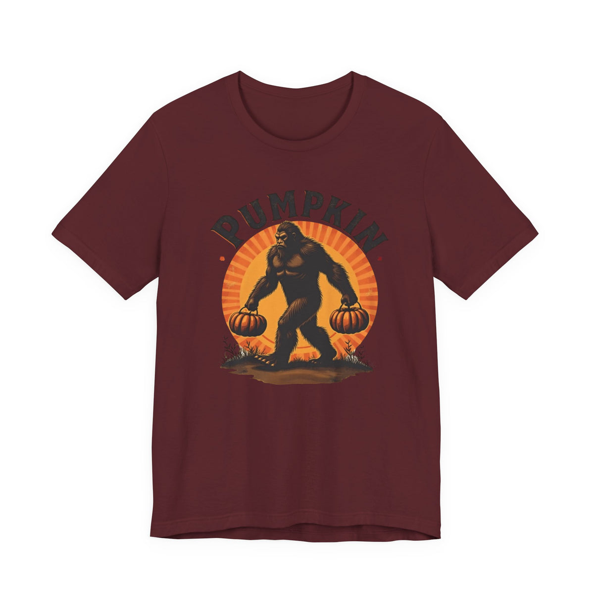 Pumpkin Bigfoot T-Shirt – Unisex Harvest Tee for Fall, Halloween, Autumn Celebrations, Gift for Nature Lovers, Casual Wear