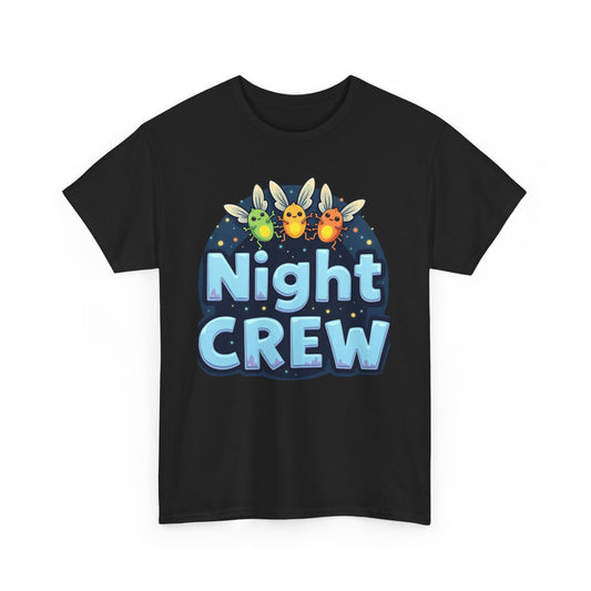 Night Crew Unisex Heavy Cotton Tee, Comfortable Graphic Tee, Great for Parties, Casual Wear, Gift for Friends, Summer Events - Psychonaut Swag