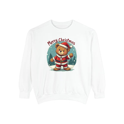 Christmas Bear, Unisex Garment-Dyed Sweatshirt