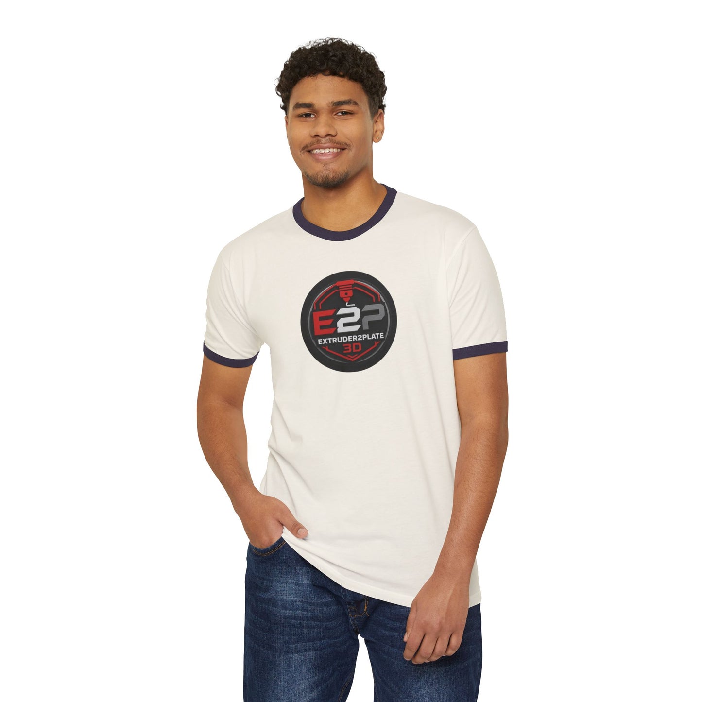 Extruder2Plate 3D Logo Ringer Tee (Extruder2Plate.com)