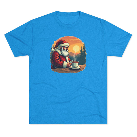Santa Coffee Tee — Vintage Holiday Santa Drinking Coffee T-Shirt
