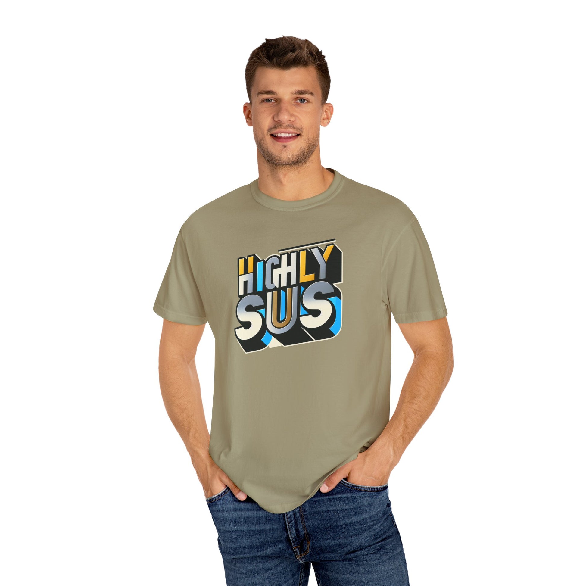 Highly Sus Unisex Garment-Dyed T-shirt - Trendy Casual Wear - Psychonaut Swag