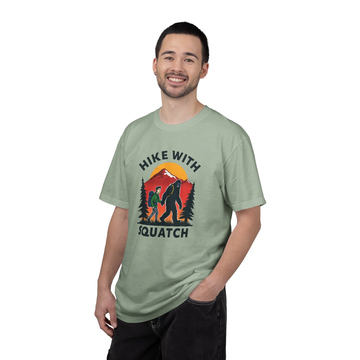 Hike With Squatch T-Shirt — Vintage Bigfoot Hiking Graphic Tee