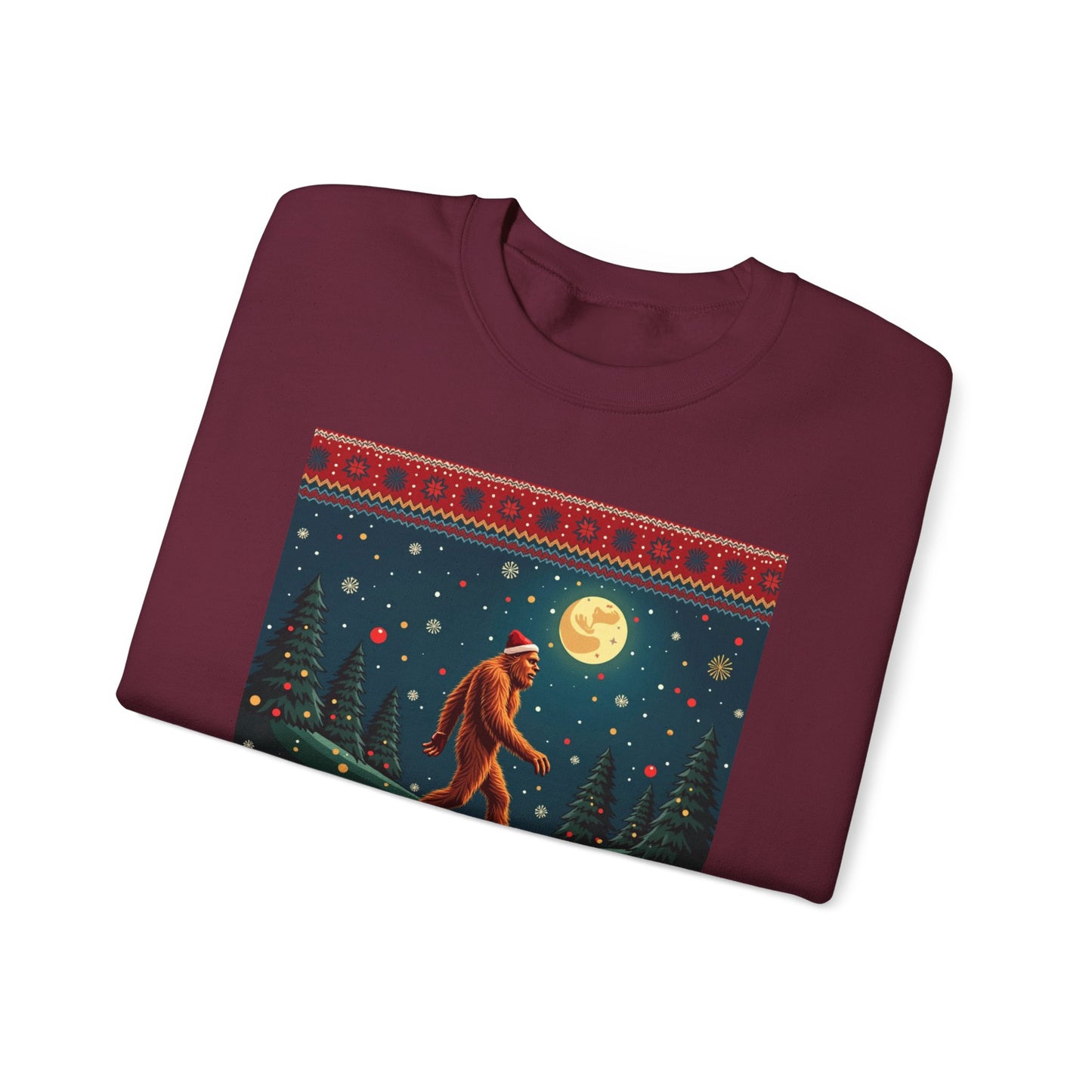 Bigfoot Holiday Sweatshirt — Sasquatch Crossing Winter Christmas Crewneck
